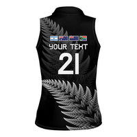 New Zealand Rugby Custom Women Sleeveless Polo Shirt Glory Be To Black Silver-fern LT9 - Polynesian Pride