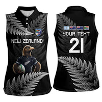 New Zealand Rugby Custom Women Sleeveless Polo Shirt Glory Be To Black Silver-fern LT9 - Polynesian Pride