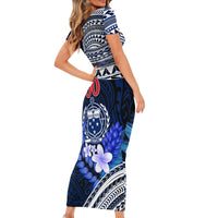 Custom Samoa Rugby Short Sleeve Bodycon Dress Proud Samoa World Cup 2023 LT9 - Polynesian Pride