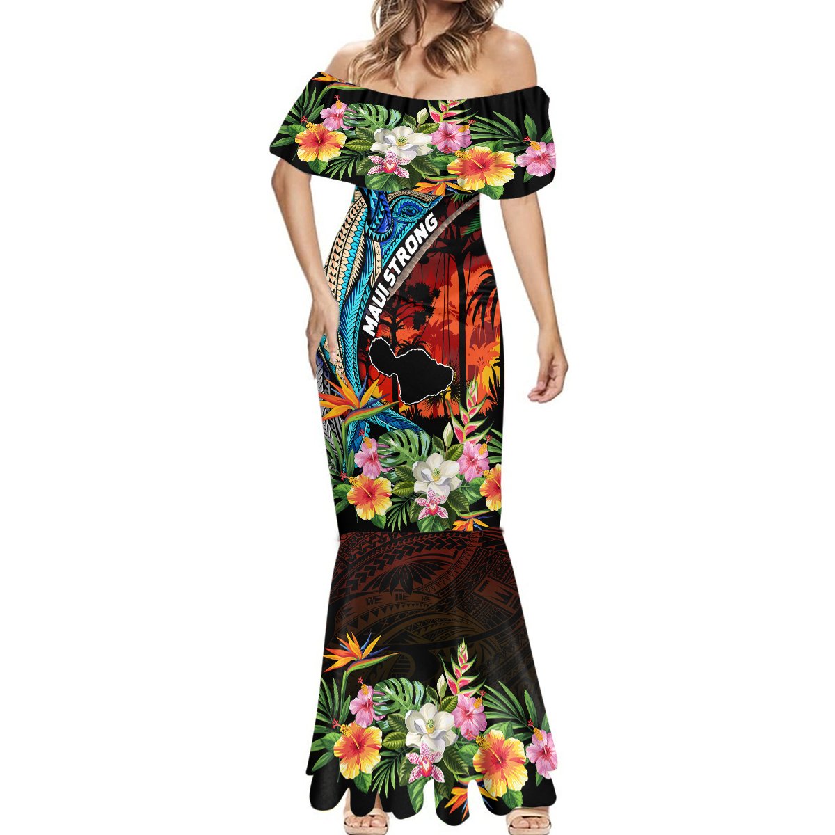 Hawaii Strong Maui Wildfire Mermaid Dress Pray For Lahaina Maui LT9 - Polynesian Pride