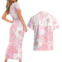 Japan Sakura Floral with Polynesian Vibe Couples Matching Short Sleeve Bodycon Dress and Hawaiian Shirt LT9 - Polynesian Pride