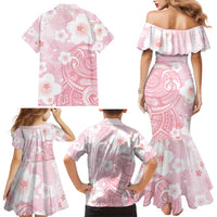 Japan Sakura Floral with Polynesian Vibe Family Matching Mermaid Dress and Hawaiian Shirt LT9 - Polynesian Pride