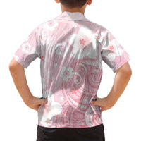 Japan Sakura Floral with Polynesian Vibe Family Matching Off The Shoulder Long Sleeve Dress and Hawaiian Shirt LT9 - Polynesian Pride