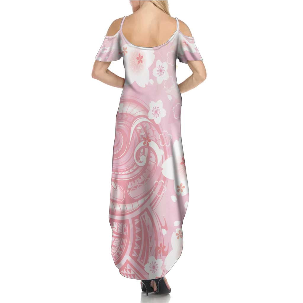Japan Sakura Floral with Polynesian Vibe Family Matching Summer Maxi Dress and Hawaiian Shirt LT9 - Polynesian Pride