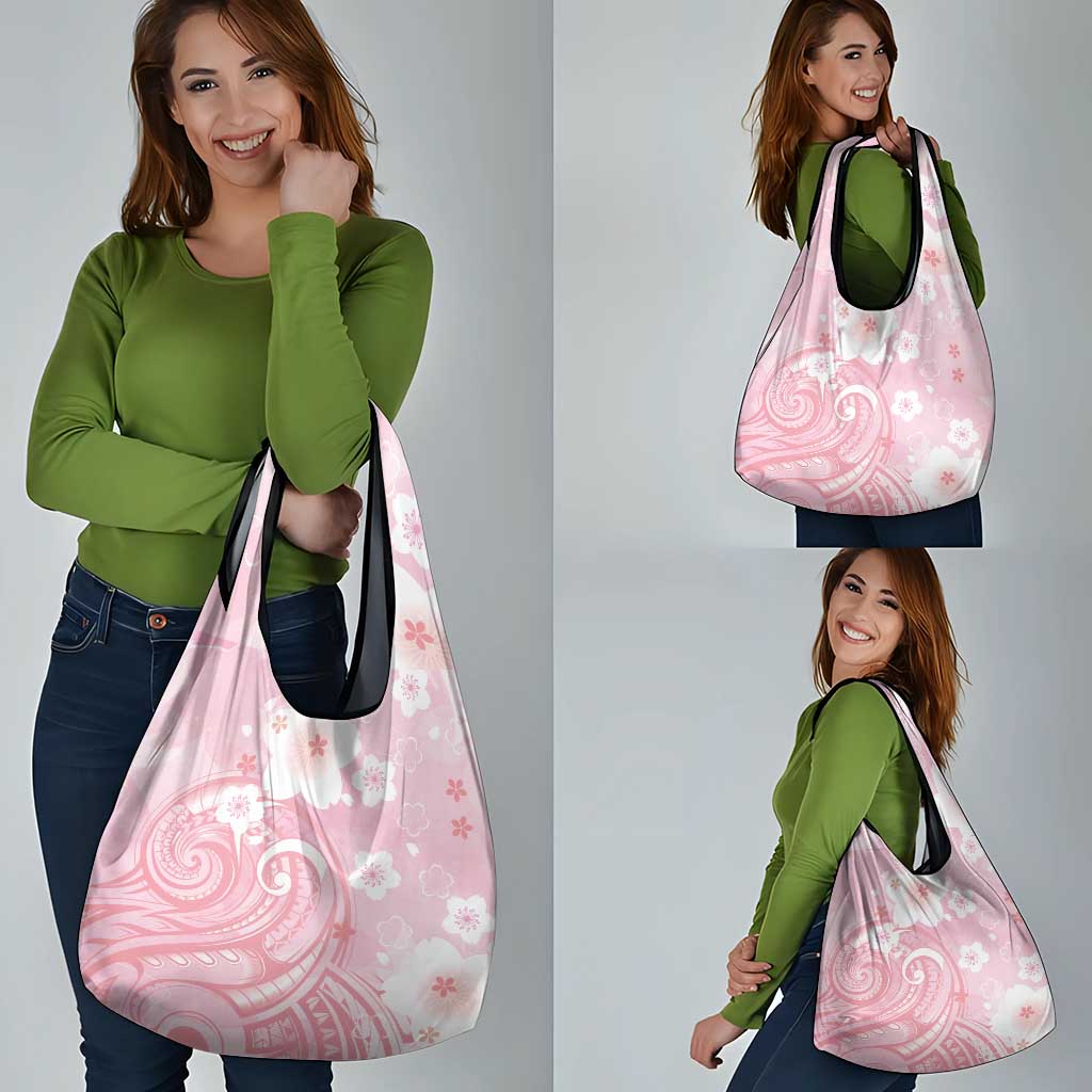 Japan Sakura Floral with Polynesian Vibe Grocery Bag