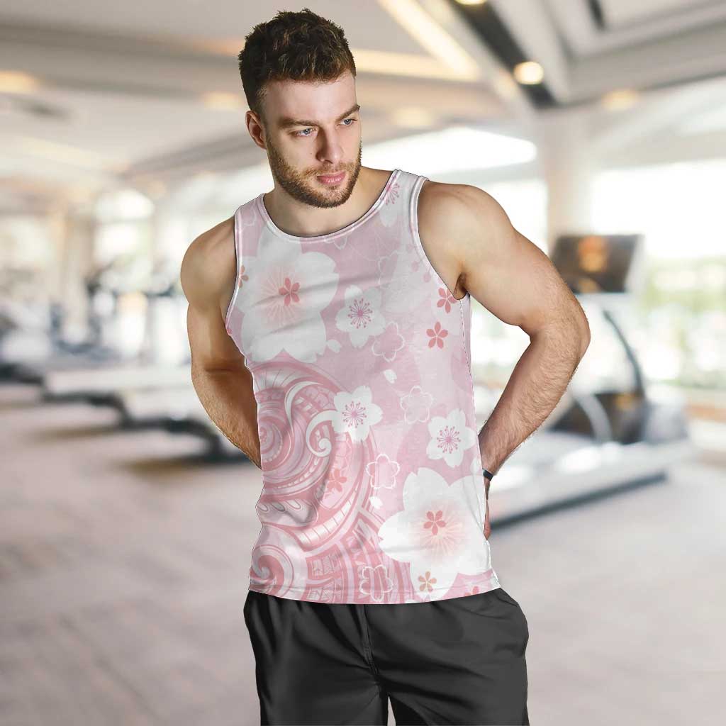 Japan Sakura Floral with Polynesian Vibe Men Tank Top LT9 Pink - Polynesian Pride