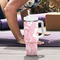 Japan Sakura Floral with Polynesian Vibe Tumbler With Handle LT9 - Polynesian Pride