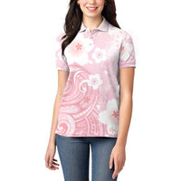 Japan Sakura Floral with Polynesian Vibe Women Polo Shirt