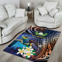 Marshall Islands Kwajalein Atoll Area Rug Plumeria Sea Turtle with Polynesian Tribal LT9 - Polynesian Pride