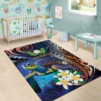 Marshall Islands Kwajalein Atoll Area Rug Plumeria Sea Turtle with Polynesian Tribal LT9 - Polynesian Pride