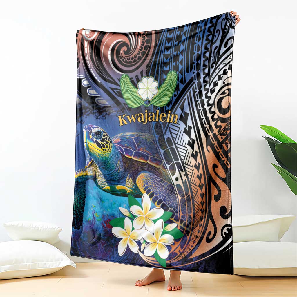 Marshall Islands Kwajalein Atoll Blanket Plumeria Sea Turtle with Polynesian Tribal