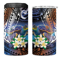 Marshall Islands Kwajalein Atoll 4 in 1 Can Cooler Tumbler Plumeria Sea Turtle with Polynesian Tribal LT9 One Size: 16 oz Blue - Polynesian Pride