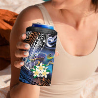 Marshall Islands Kwajalein Atoll 4 in 1 Can Cooler Tumbler Plumeria Sea Turtle with Polynesian Tribal LT9 - Polynesian Pride