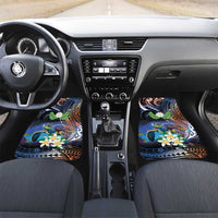 Marshall Islands Kwajalein Atoll Car Mats Plumeria Sea Turtle with Polynesian Tribal LT9 Set 2pcs - Front Blue - Polynesian Pride