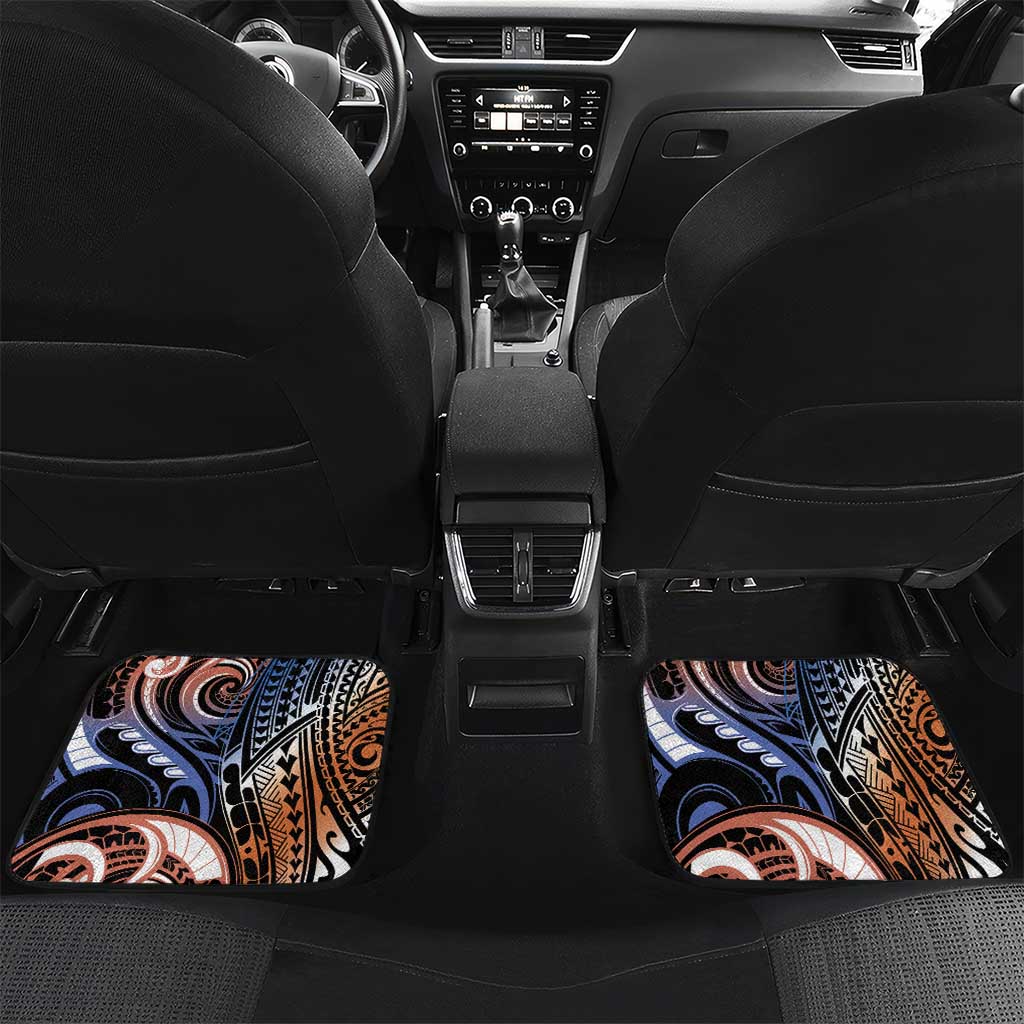 Marshall Islands Kwajalein Atoll Car Mats Plumeria Sea Turtle with Polynesian Tribal LT9 Set 2pcs - Back Blue - Polynesian Pride