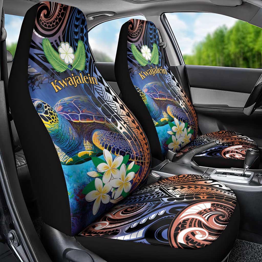 Marshall Islands Kwajalein Atoll Car Seat Cover Plumeria Sea Turtle with Polynesian Tribal LT9 - Polynesian Pride