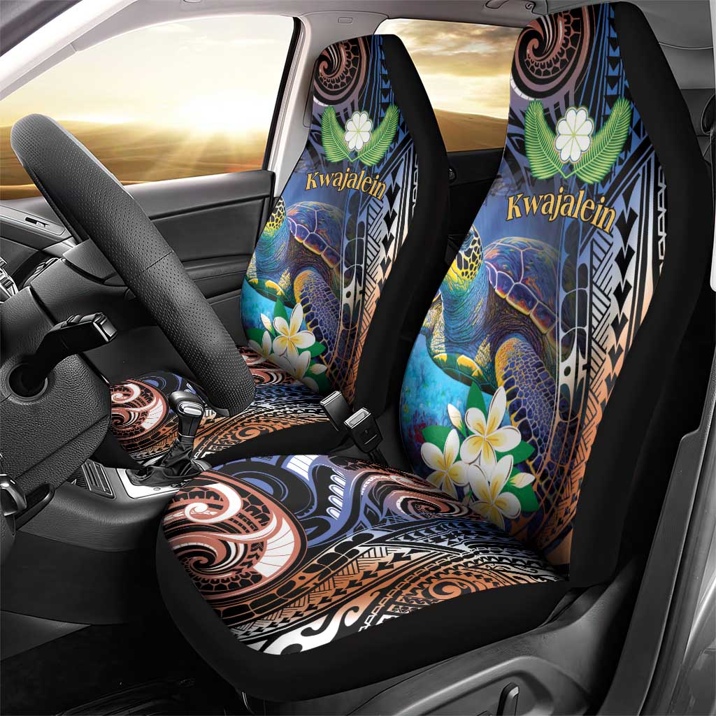 Marshall Islands Kwajalein Atoll Car Seat Cover Plumeria Sea Turtle with Polynesian Tribal LT9 - Polynesian Pride