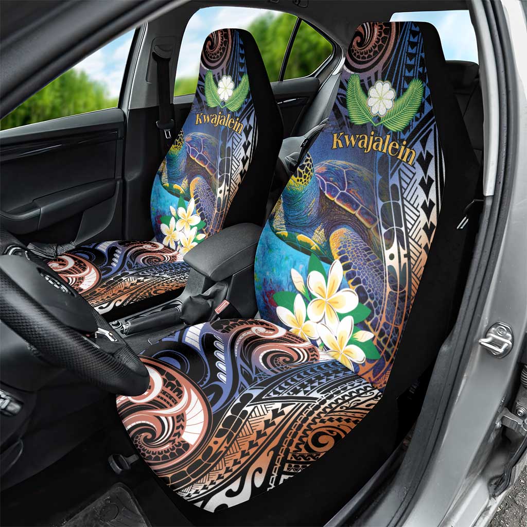 Marshall Islands Kwajalein Atoll Car Seat Cover Plumeria Sea Turtle with Polynesian Tribal LT9 - Polynesian Pride