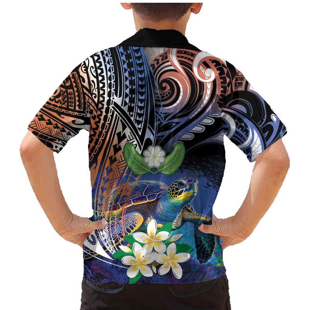 Marshall Islands Kwajalein Atoll Family Matching Mermaid Dress and Hawaiian Shirt Plumeria Sea Turtle with Polynesian Tribal LT9 - Polynesian Pride