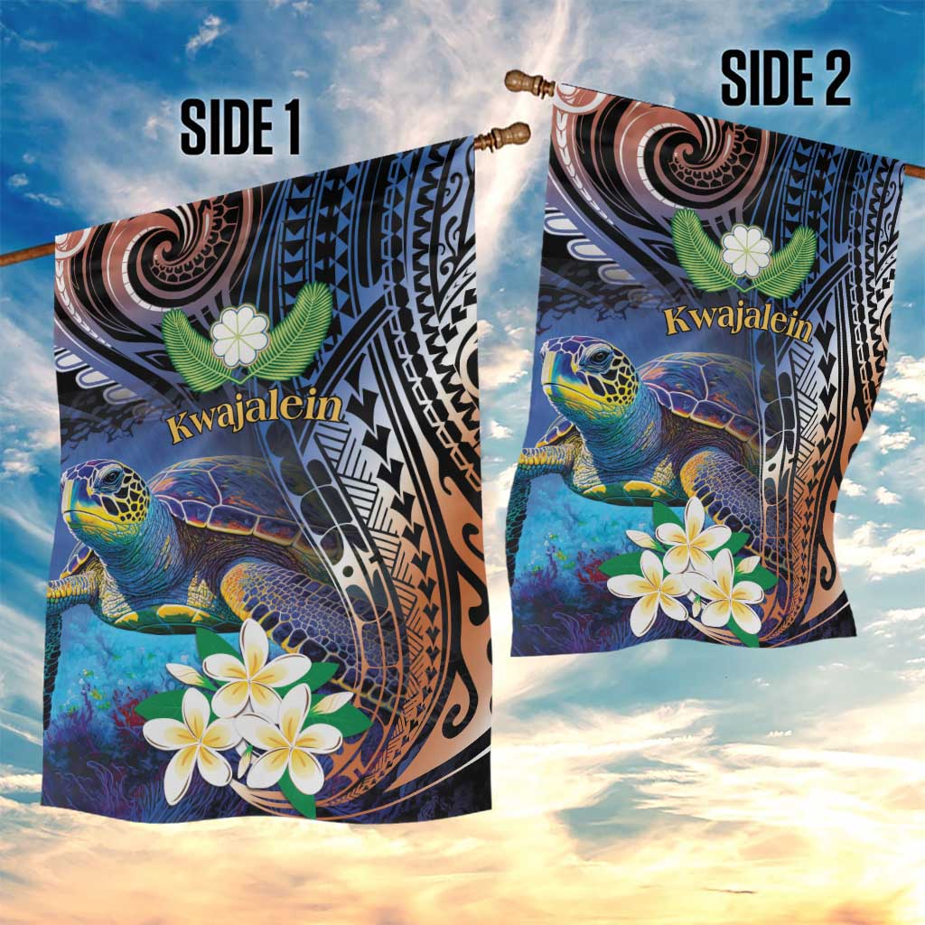 Marshall Islands Kwajalein Atoll Garden Flag Plumeria Sea Turtle with Polynesian Tribal LT9 - Polynesian Pride