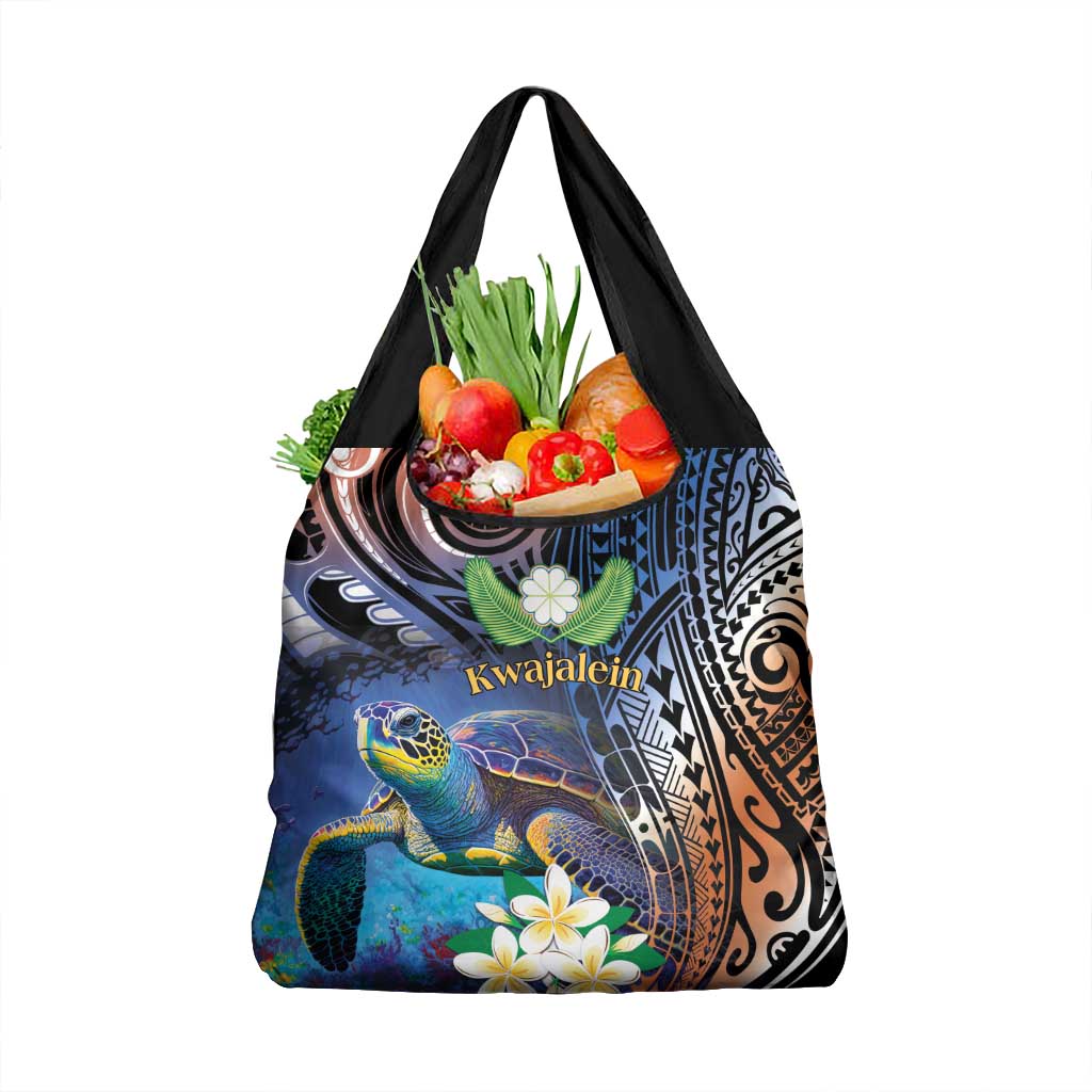 Marshall Islands Kwajalein Atoll Grocery Bag Plumeria Sea Turtle with Polynesian Tribal LT9 1-pack One Size Blue - Polynesian Pride