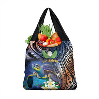 Marshall Islands Kwajalein Atoll Grocery Bag Plumeria Sea Turtle with Polynesian Tribal LT9 1-pack One Size Blue - Polynesian Pride