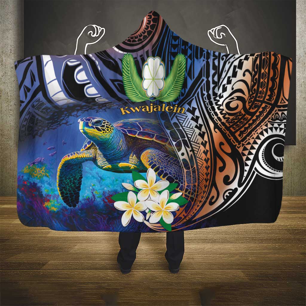 Marshall Islands Kwajalein Atoll Hooded Blanket Plumeria Sea Turtle with Polynesian Tribal LT9 - Polynesian Pride