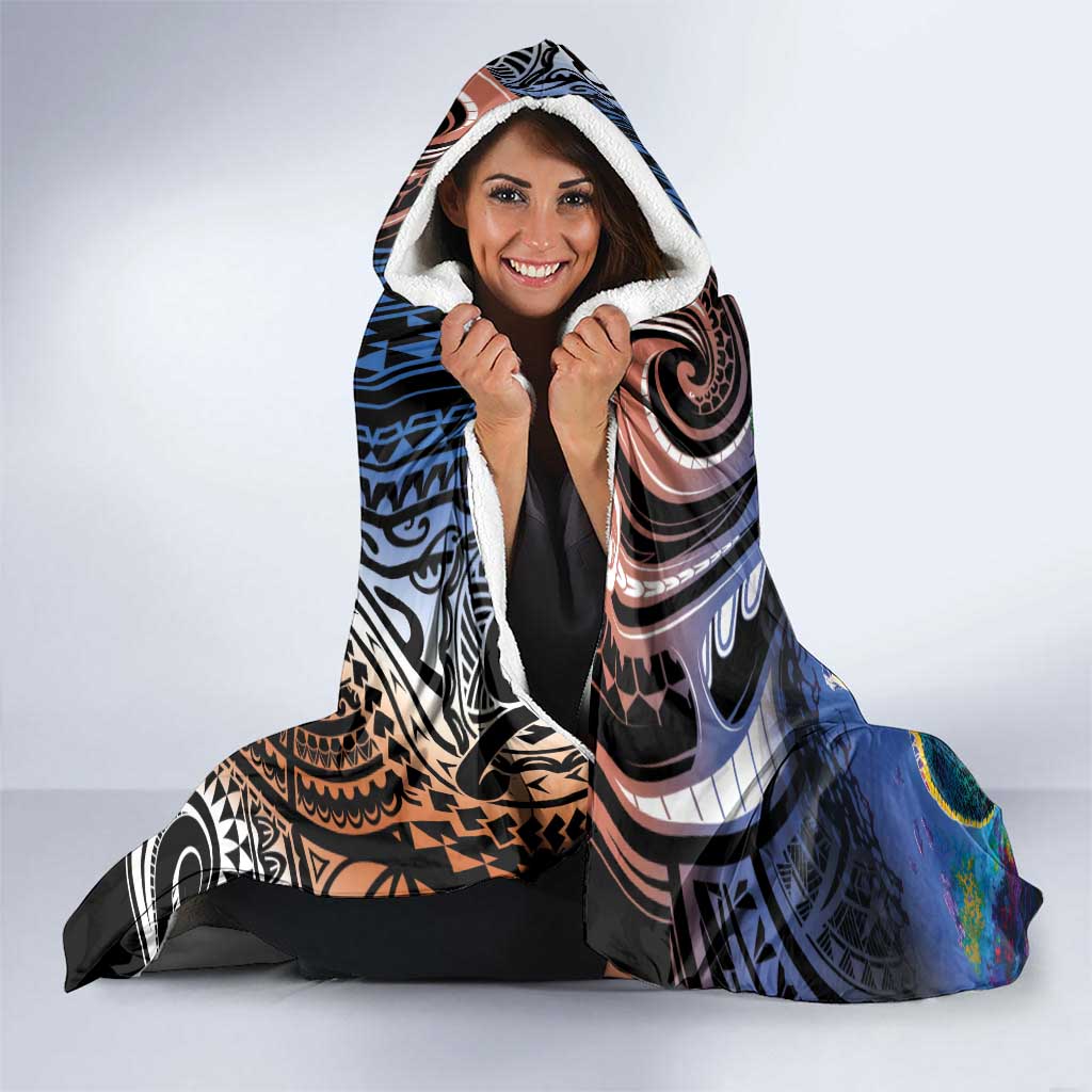 Marshall Islands Kwajalein Atoll Hooded Blanket Plumeria Sea Turtle with Polynesian Tribal LT9 - Polynesian Pride
