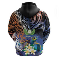 Marshall Islands Kwajalein Atoll Hoodie Plumeria Sea Turtle with Polynesian Tribal LT9 - Polynesian Pride