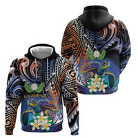 Marshall Islands Kwajalein Atoll Hoodie Plumeria Sea Turtle with Polynesian Tribal LT9 - Polynesian Pride