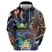 Marshall Islands Kwajalein Atoll Hoodie Plumeria Sea Turtle with Polynesian Tribal LT9 - Polynesian Pride
