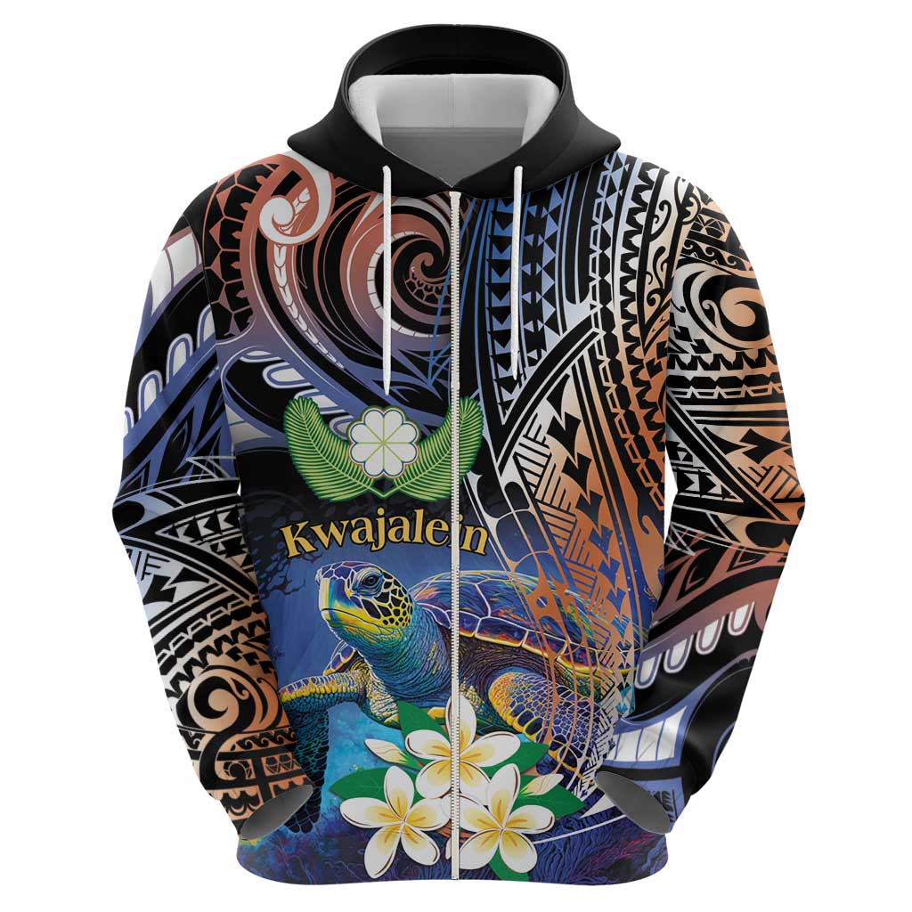 Marshall Islands Kwajalein Atoll Hoodie Plumeria Sea Turtle with Polynesian Tribal LT9 - Polynesian Pride