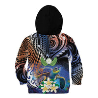 Marshall Islands Kwajalein Atoll Kid Hoodie Plumeria Sea Turtle with Polynesian Tribal LT9 - Polynesian Pride