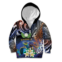 Marshall Islands Kwajalein Atoll Kid Hoodie Plumeria Sea Turtle with Polynesian Tribal LT9 Zip Hoodie Blue - Polynesian Pride