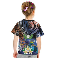 Marshall Islands Kwajalein Atoll Kid T Shirt Plumeria Sea Turtle with Polynesian Tribal LT9 - Polynesian Pride