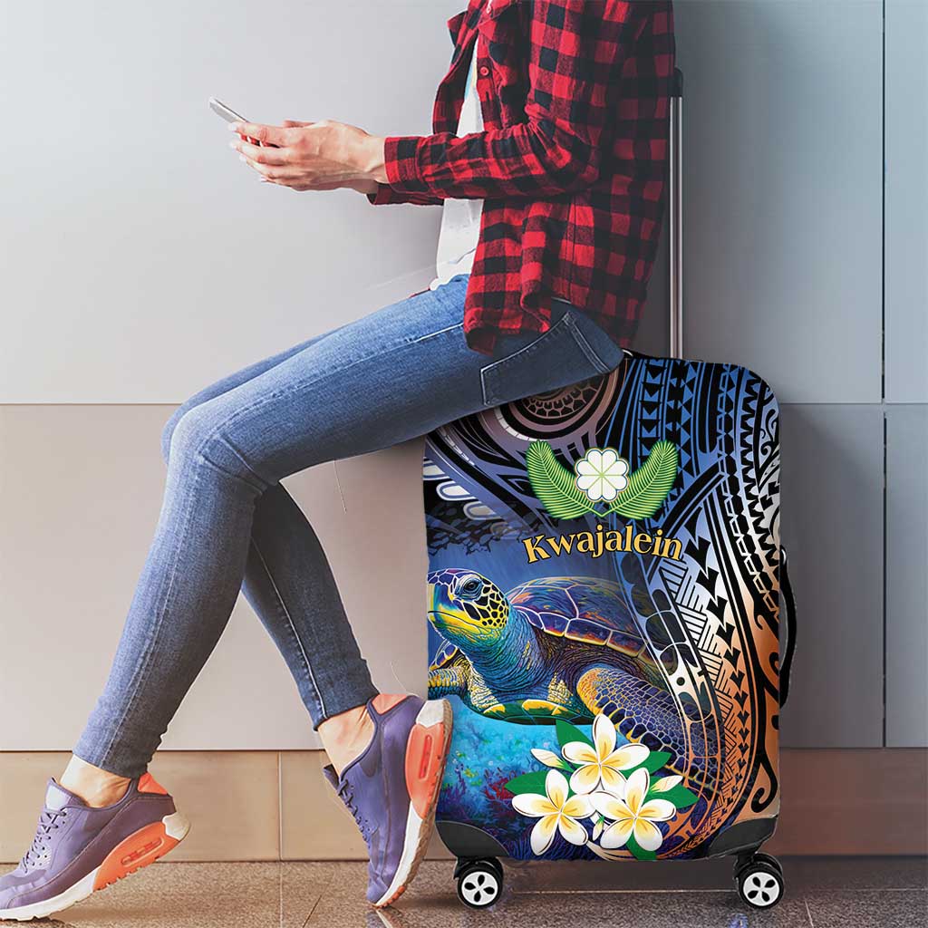 Marshall Islands Kwajalein Atoll Luggage Cover Plumeria Sea Turtle with Polynesian Tribal LT9 - Polynesian Pride