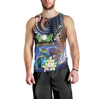 Marshall Islands Kwajalein Atoll Men Tank Top Plumeria Sea Turtle with Polynesian Tribal LT9 - Polynesian Pride