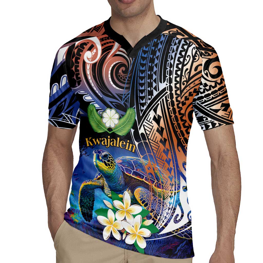 Marshall Islands Kwajalein Atoll Rugby Jersey Plumeria Sea Turtle with Polynesian Tribal LT9 - Polynesian Pride