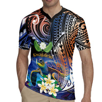 Marshall Islands Kwajalein Atoll Rugby Jersey Plumeria Sea Turtle with Polynesian Tribal LT9 - Polynesian Pride