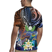 Marshall Islands Kwajalein Atoll Rugby Jersey Plumeria Sea Turtle with Polynesian Tribal LT9 - Polynesian Pride