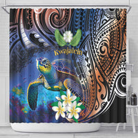 Marshall Islands Kwajalein Atoll Shower Curtain Plumeria Sea Turtle with Polynesian Tribal LT9 - Polynesian Pride