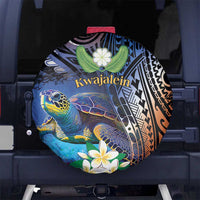 Marshall Islands Kwajalein Atoll Spare Tire Cover Plumeria Sea Turtle with Polynesian Tribal LT9 - Polynesian Pride