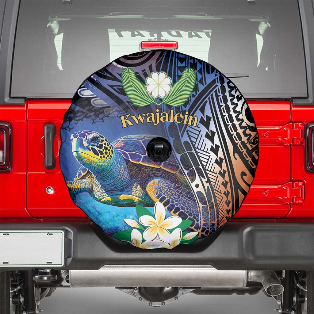 Marshall Islands Kwajalein Atoll Spare Tire Cover Plumeria Sea Turtle with Polynesian Tribal LT9 - Polynesian Pride