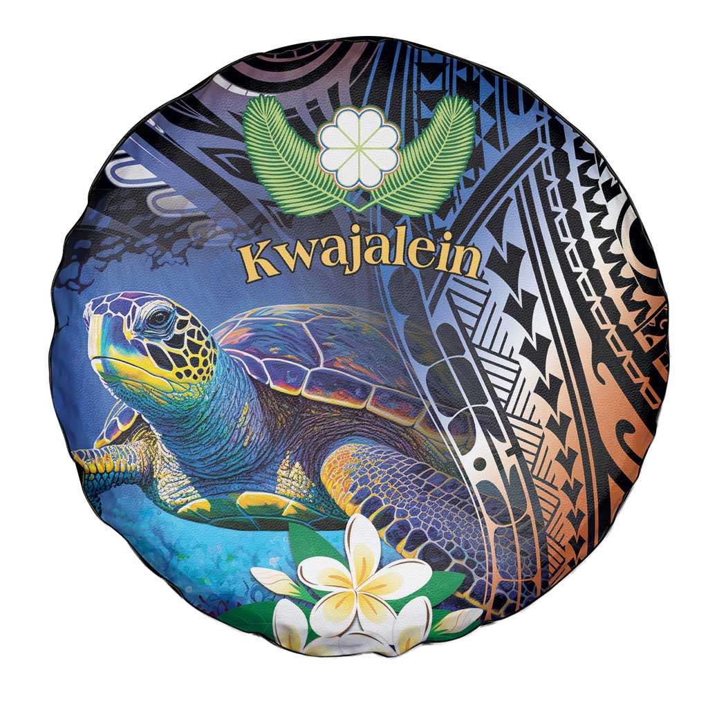 Marshall Islands Kwajalein Atoll Spare Tire Cover Plumeria Sea Turtle with Polynesian Tribal LT9 - Polynesian Pride