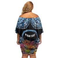 Personalised Nukuoro Micronesia Atoll Family Matching Off Shoulder Short Dress and Hawaiian Shirt with Pacific Coral Reef LT9 - Polynesian Pride
