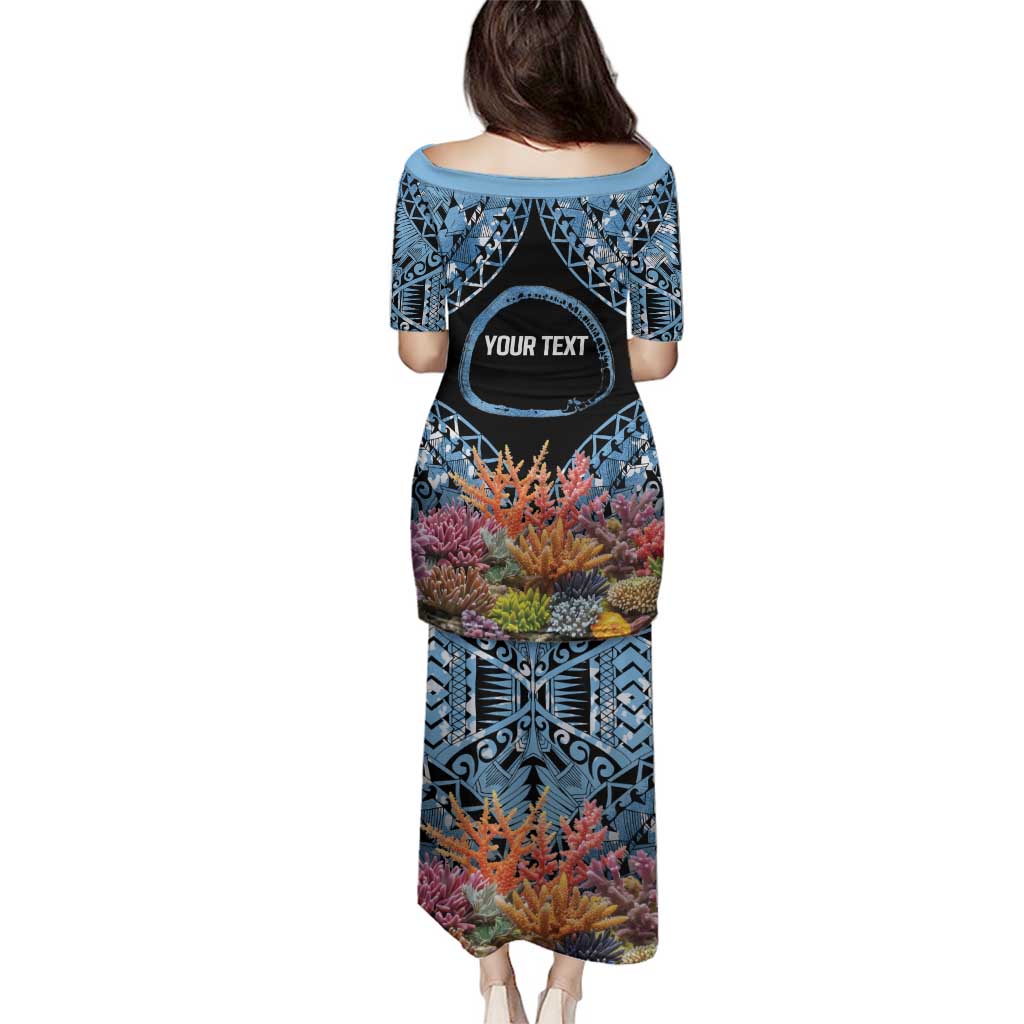 Personalised Nukuoro Micronesia Atoll Family Matching Puletasi and Hawaiian Shirt with Pacific Coral Reef LT9 - Polynesian Pride