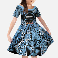 Personalised Nukuoro Micronesia Atoll Family Matching Summer Maxi Dress and Hawaiian Shirt with Pacific Coral Reef LT9 Daughter's Dress Blue - Polynesian Pride