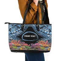Personalised Nukuoro Micronesia Atoll Leather Tote Bag with Pacific Coral Reef LT9 - Polynesian Pride