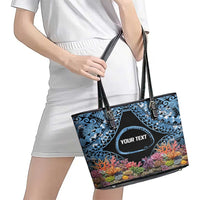 Personalised Nukuoro Micronesia Atoll Leather Tote Bag with Pacific Coral Reef LT9 - Polynesian Pride