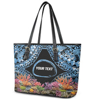 Personalised Nukuoro Micronesia Atoll Leather Tote Bag with Pacific Coral Reef LT9 - Polynesian Pride